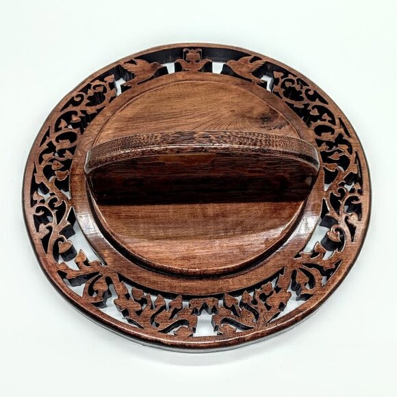 Vintage Carved Birds Solid Wood Wall Shelf